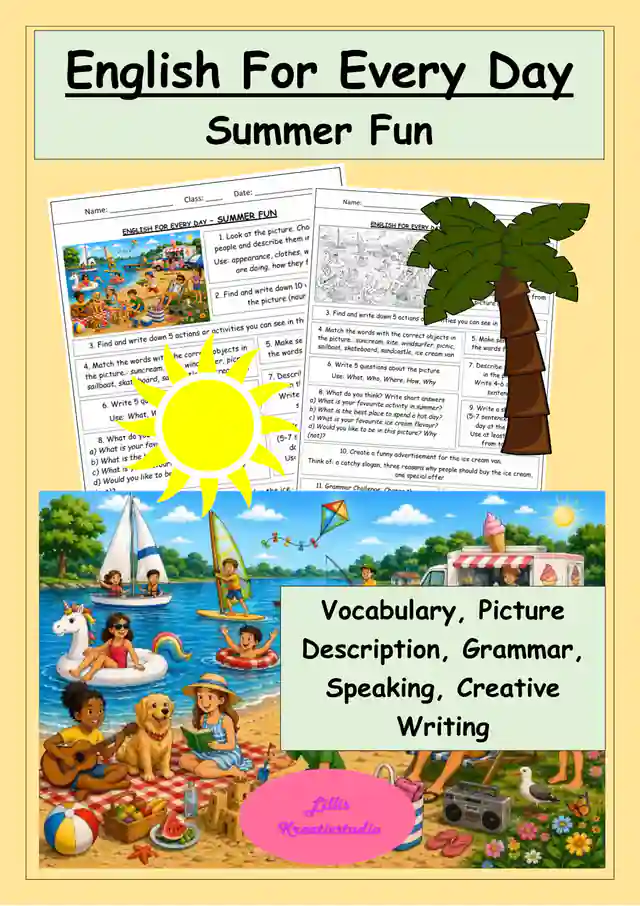 English for Every Day - Summer Fun - Creative Writing, Words, Grammar