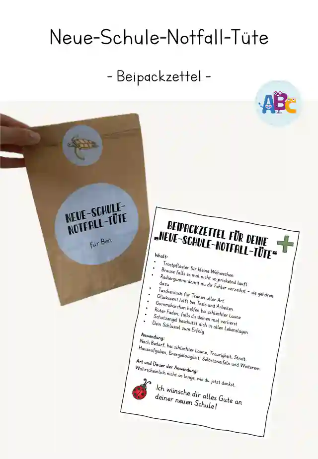 neue Schule Notfall Tüte