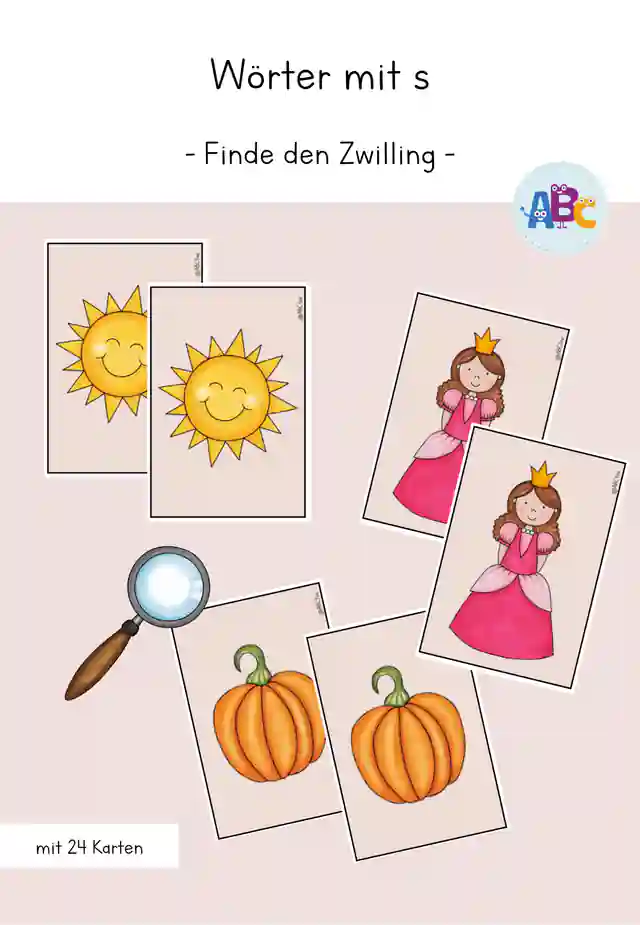 Finde den Zwilling : s-Wörter (Freiarbeit)