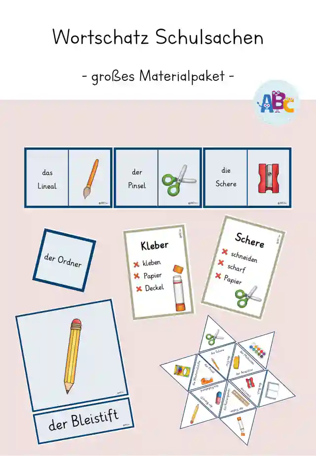 Wortschatz Schulsachen : großes Materialbundle