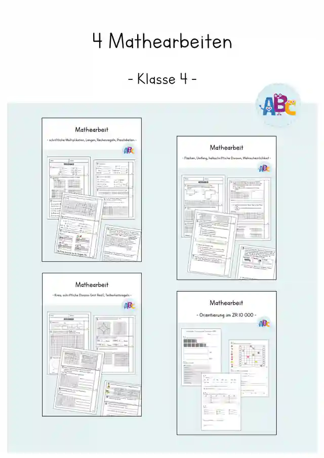 4 Mathearbeiten / Klassenarbeiten in Klasse 4