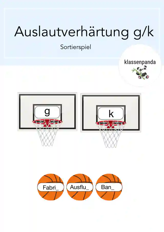 Auslautverhärtung g/k Sortierspiel 