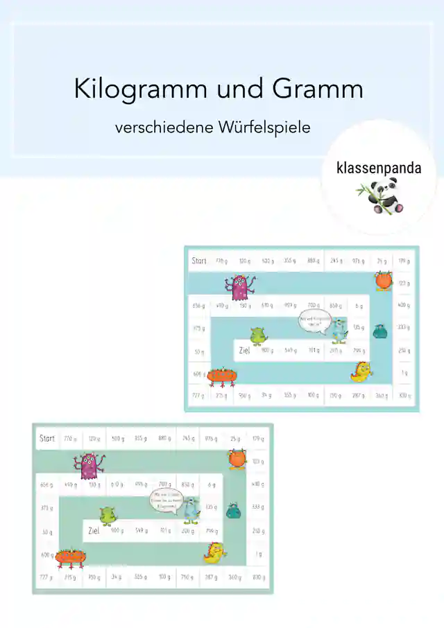 Gewicht Kilogramm und Gramm Würfelspiele