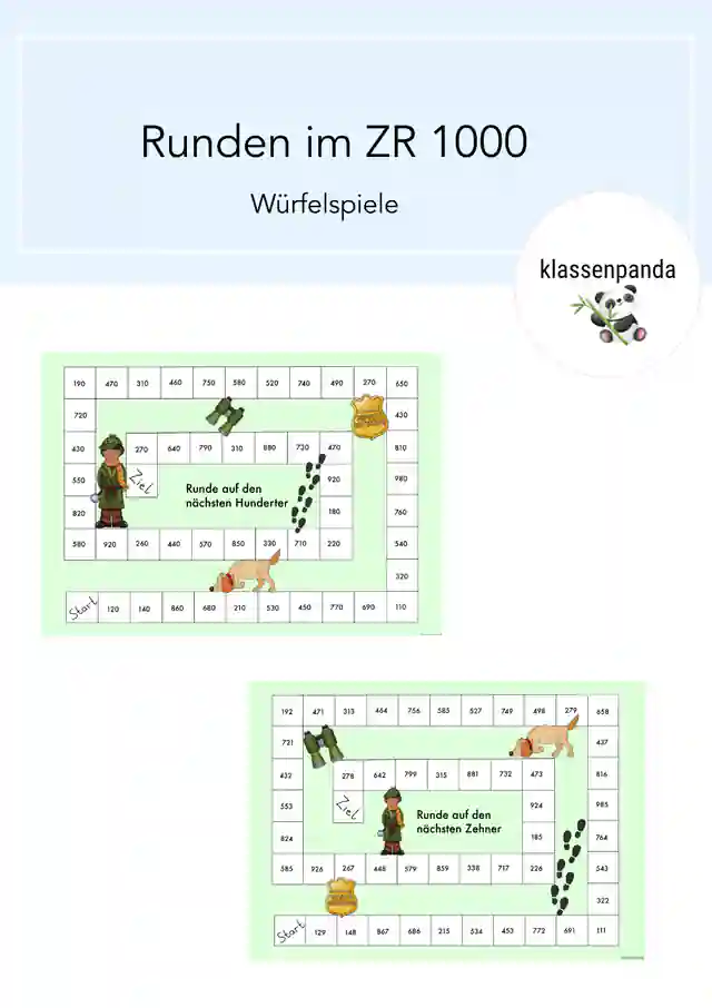 Runden im Zahlenraum 1000 Würfelspiel