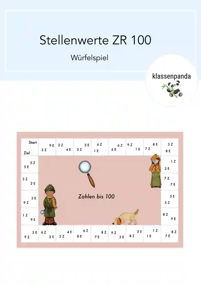 Stellenwerte Zahlenraum 100 Würfelspiel