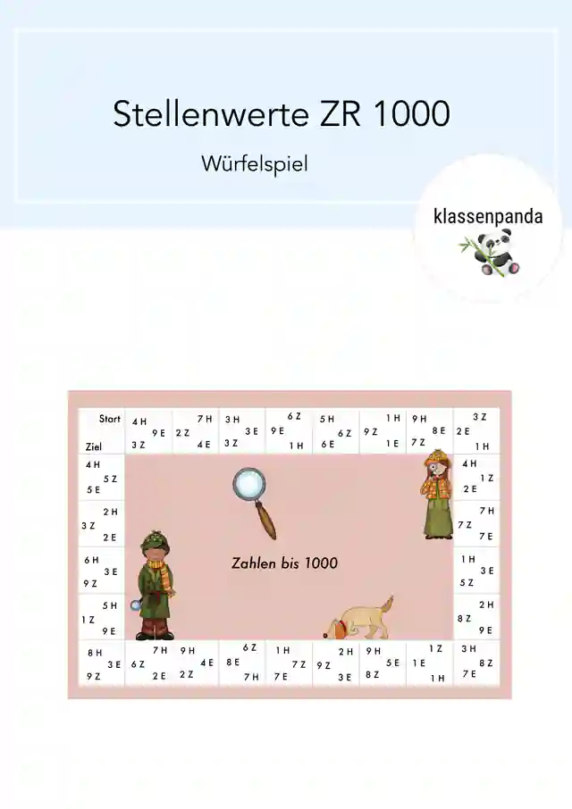 Stellenwerte Zahlenraum 1000 Würfelspiel