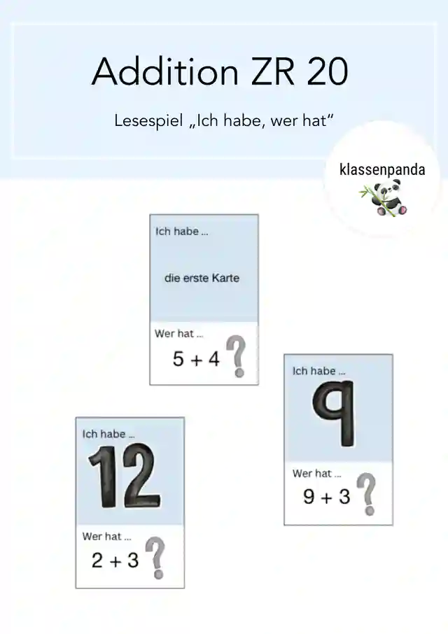 Lesespiel "Ich habe, wer hat" Addition Zahlenraum 20