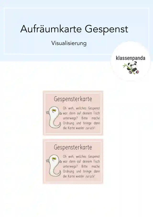 Aufräumkarte Gespenst für Ordnung im Klassenzimmer 