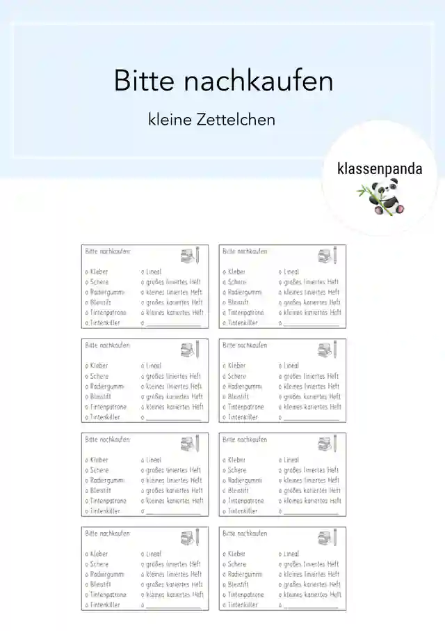 Bitte nachkaufen Zettel Klassenmanagement 