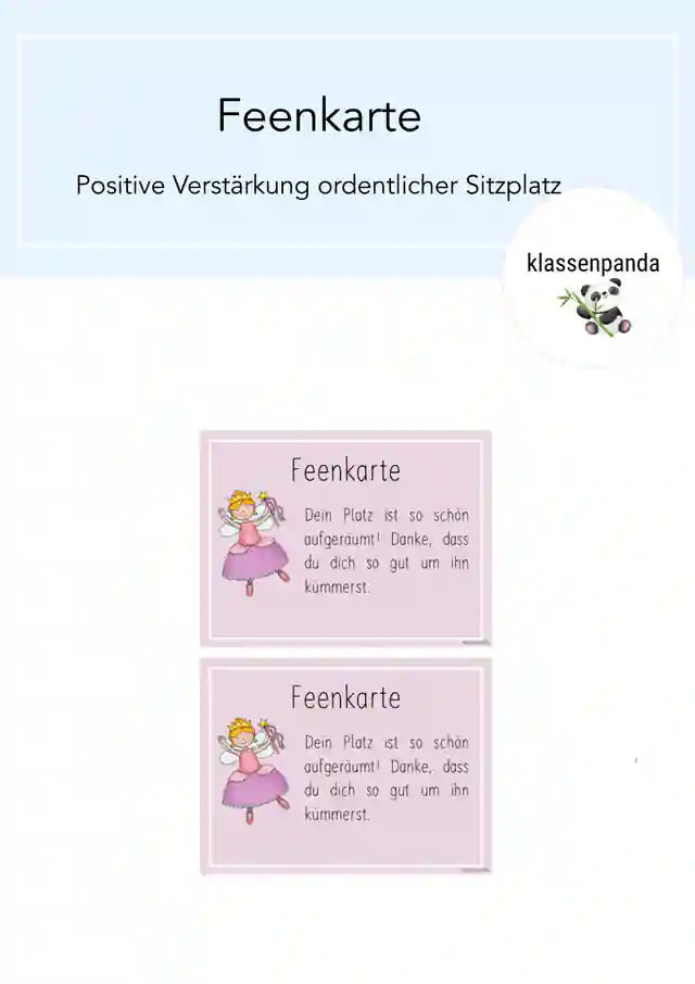 Feenkarte für ordentliche Arbeitsplätze (positive Verstärkung)