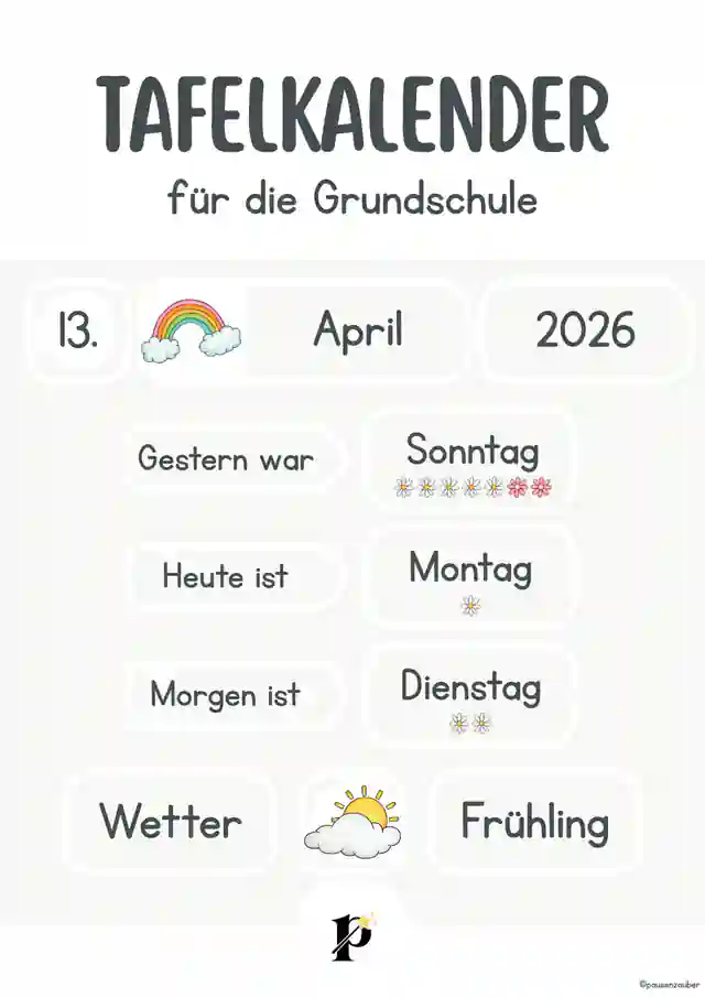 Tafelkalender für die Grundschule