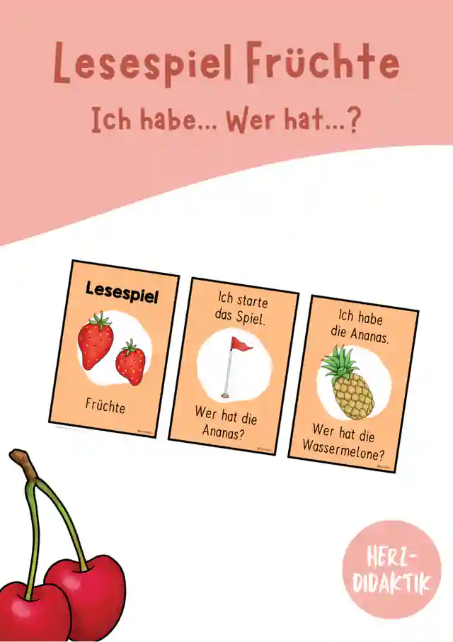 Lesespiel "Ich habe... Wer hat...? (Früchte)