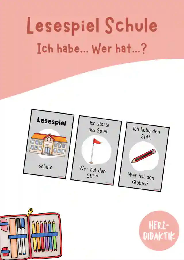 Lesespiel "Ich habe... Wer hat...? (Schule)
