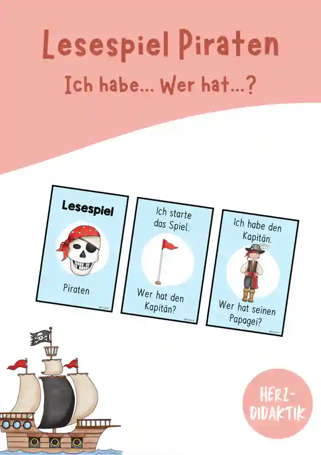 Lesespiel "Ich habe... Wer hat...? (Piraten)
