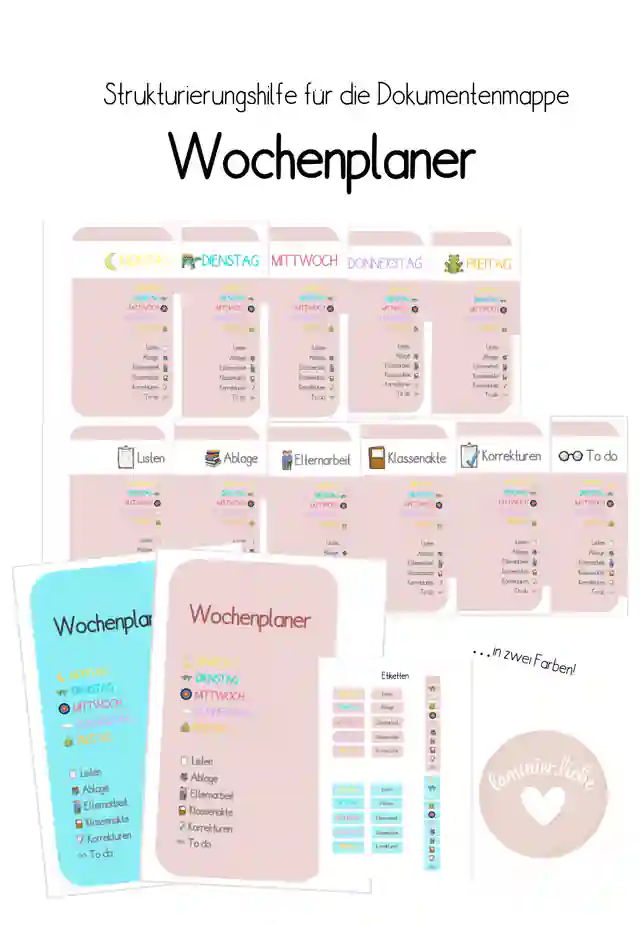 Wochenplaner: Strukturierungshilfe für die Dokumentenmappe