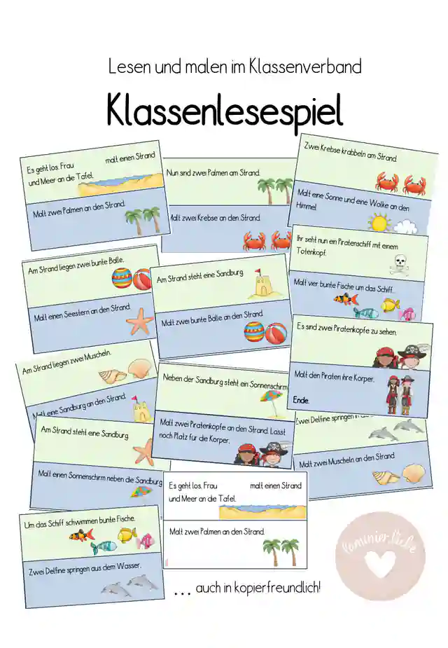 Klassenlesespiel "Am Strand": Lesen und malen im Klassenverband
