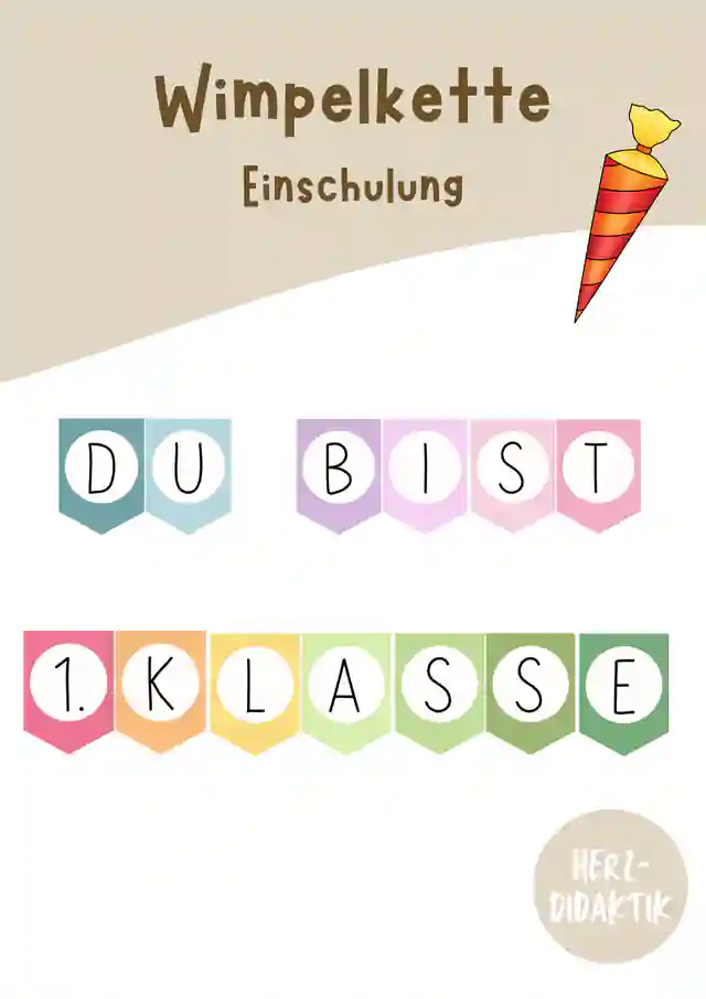Wimpelkette zur Einschulung (Du bist 1. Klasse)