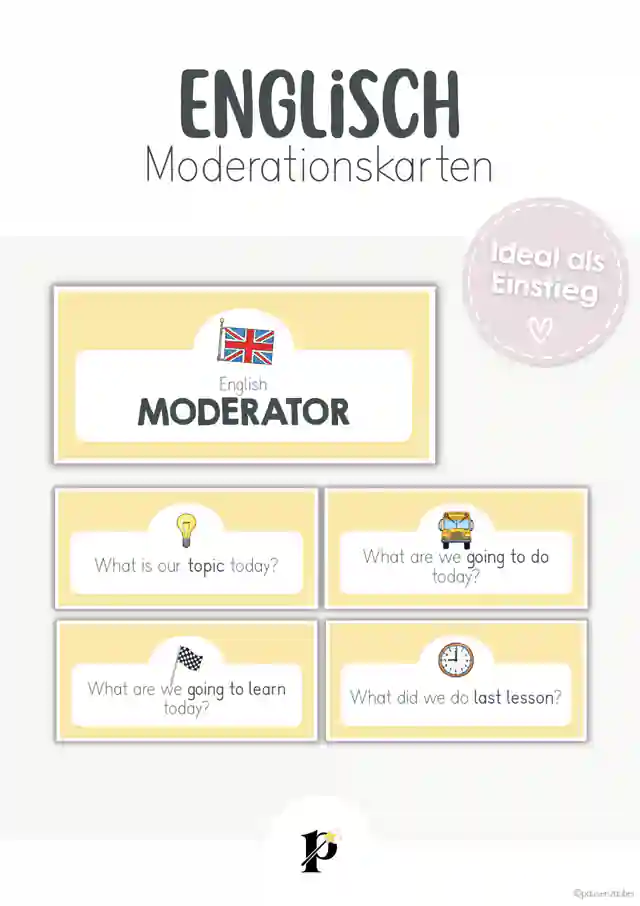 Englisch-Moderationskarten für die Grundschule