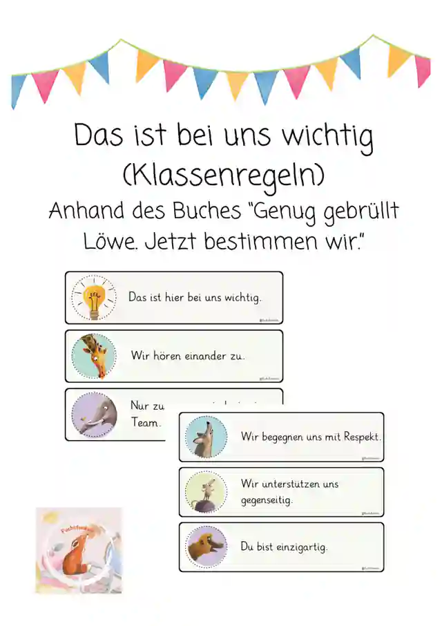 Klassenregeln mit "Genug gebrüllt Löwe"