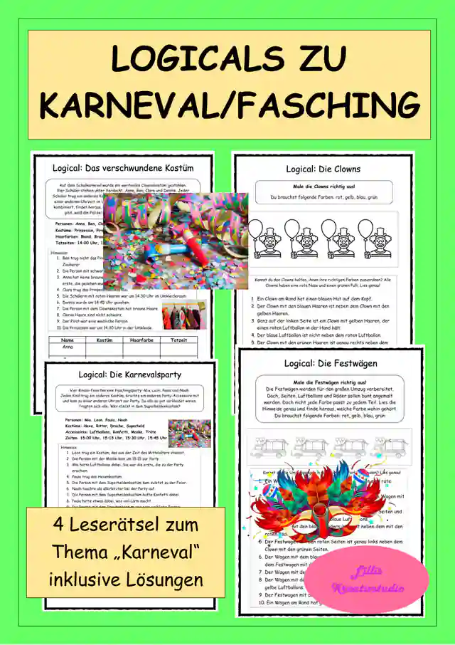 Logicals Karneval und Fasching - Leserätsel - Logikrätsel