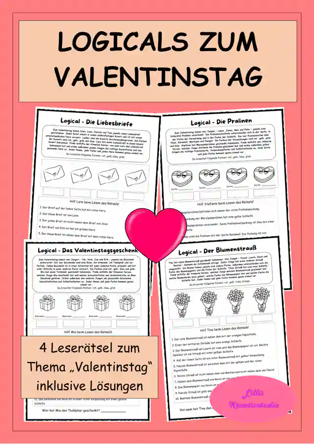 Logicals zum Valentinstag - Leserätsel - Logikrätsel Deutsch/DAZ