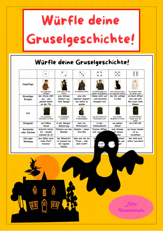 Eine Gruselgeschichte/Halloweengeschichte würfeln - Kreatives Schreiben