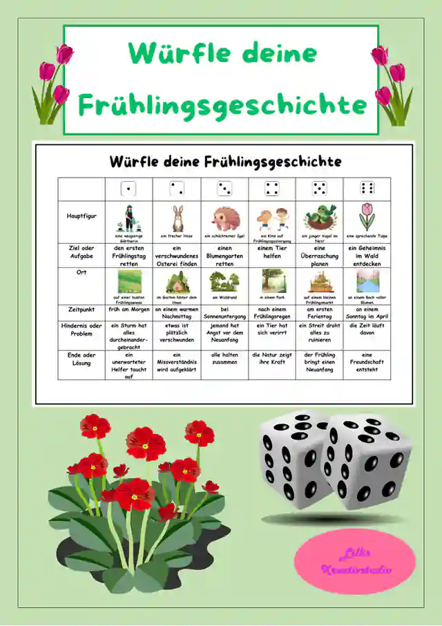 Eine Frühlingsgeschichte würfeln - Kreatives Schreiben - Würfelgeschichte - Schreibimpluse