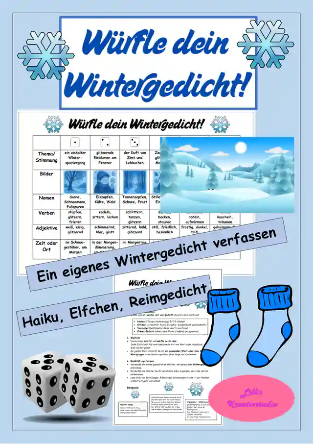 Ein Wintergedicht würfeln - ein Wintergedicht verfassen - kreatives Schreiben