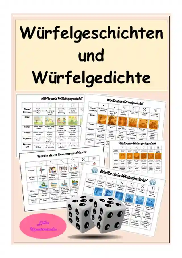 Materialpaket Würfelgeschichten & Würfelgedichte – Kreatives Schreiben - Schreibideen zum Würfeln