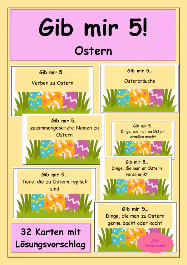 Gib mir 5 - Ostern - Wortschatzspiel - Give me five