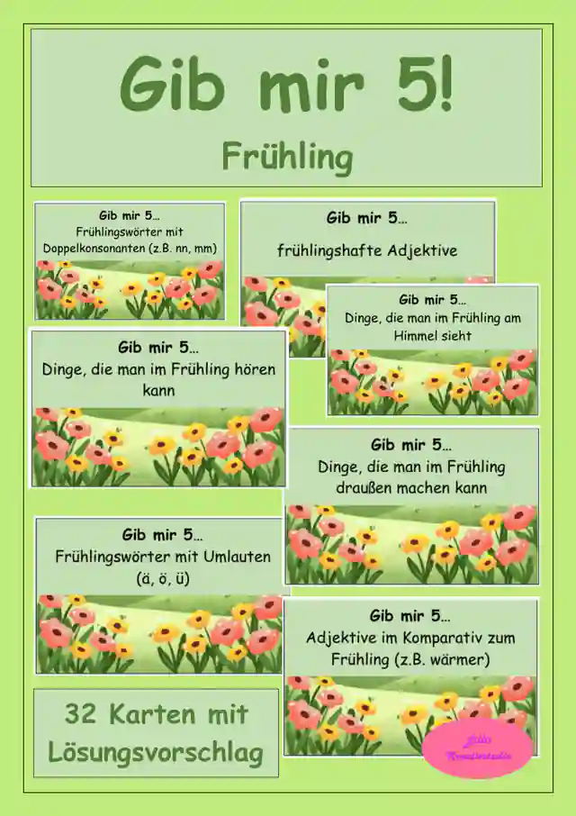 Gib mir 5 - Frühling - Sprachspiel - Wortschatzkarten - Sprachförderung