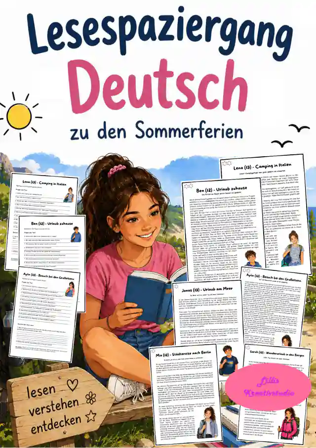 Lesespaziergang Deutsch: Sommerferien – Lesetexte mit Aufgaben & Lösungen - Klasse 5-8