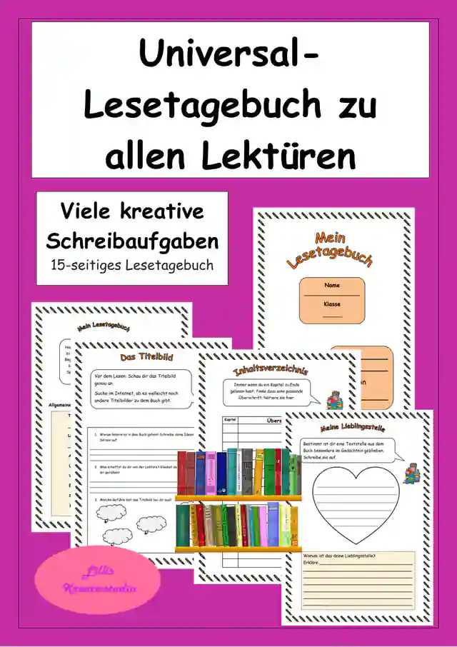 Universal-Lesetagebuch zu Lektüren im Deutschunterricht - Lesebegleitheft