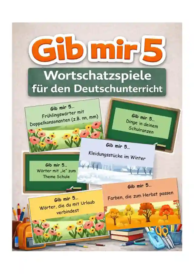 Materialpaket: Gib mir 5 - Wortschatzspiele im Deutschunterricht