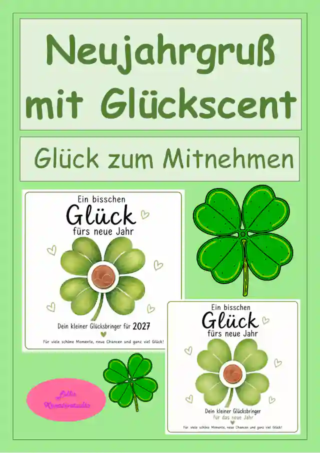 Neujahrsgruß mit Glückscent - Neujahrskarte zum neuen Jahr 2027