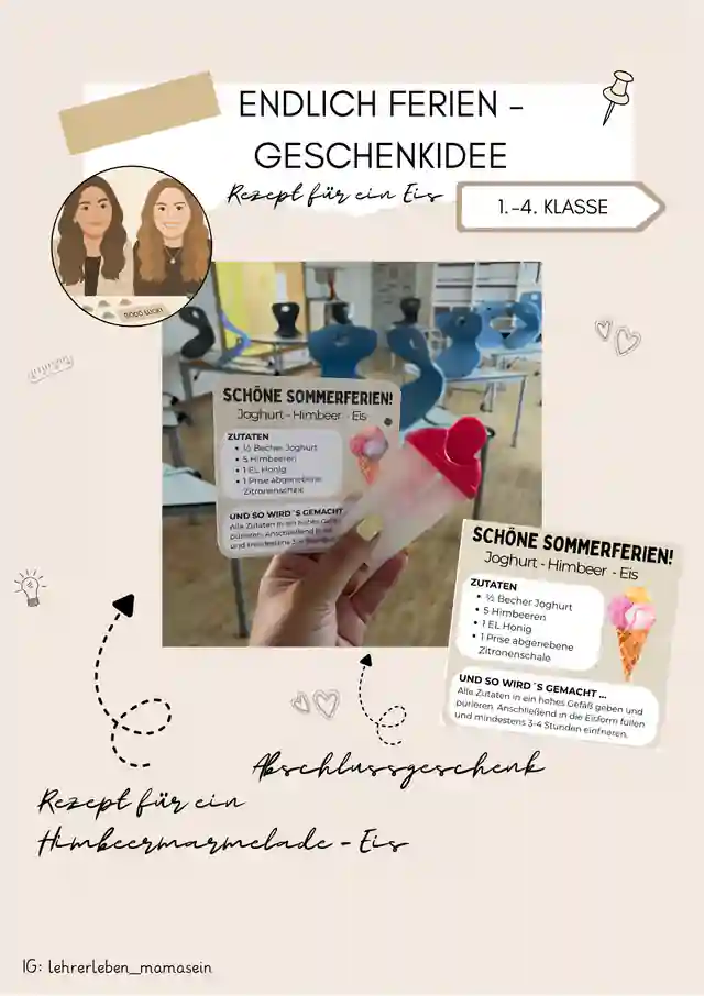 Feriengrüße Abschiedsgeschenk Eisrezept