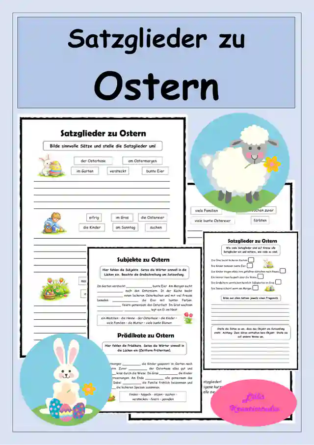 Satzglieder zu Ostern - Satzglieder umstellen - Umstellprobe - Subjekt, Prädikat, Objekt