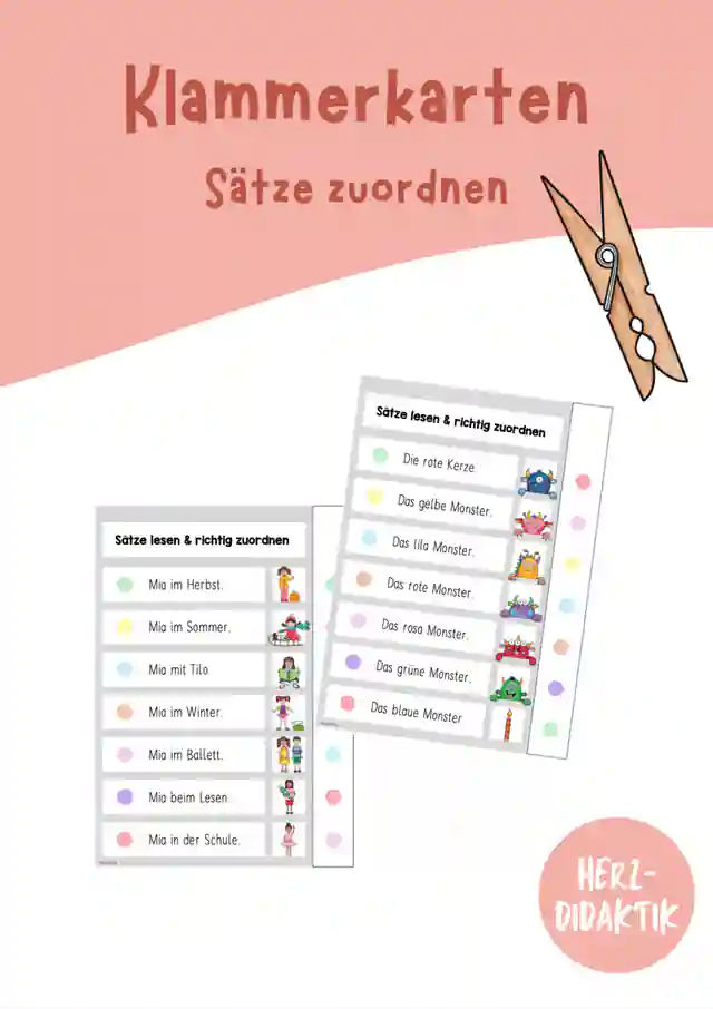 Klammerkarten - Sätze zuordnen (Klasse 1)