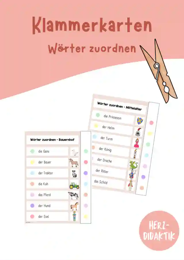 Klammerkarten - Wörter zuordnen (Klasse 1)