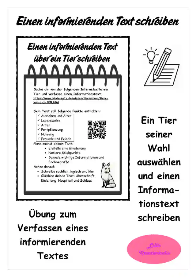 Übung: Informationstext/ informierender Text zu einem Tier