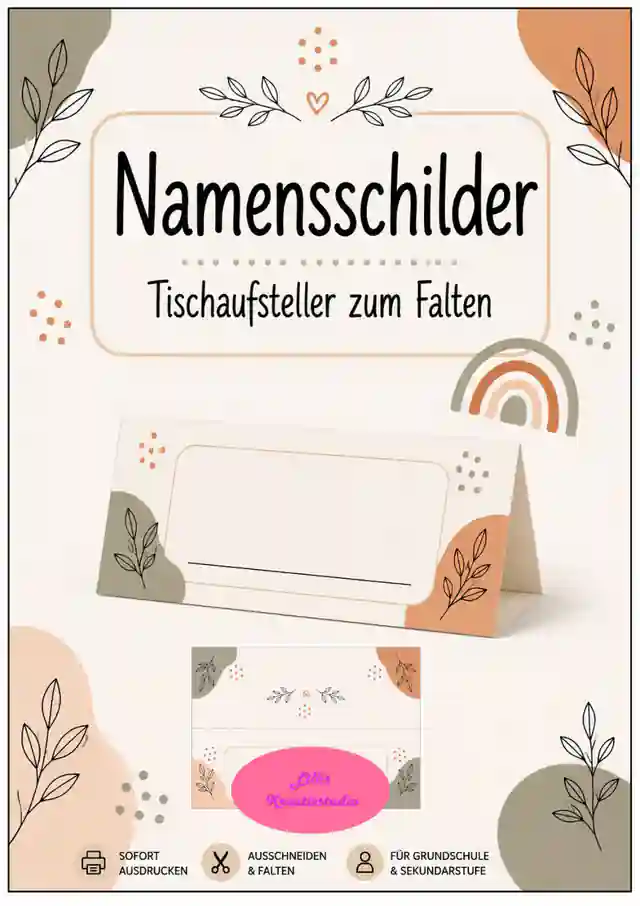 Namensschilder - Tischaufsteller zum Falten