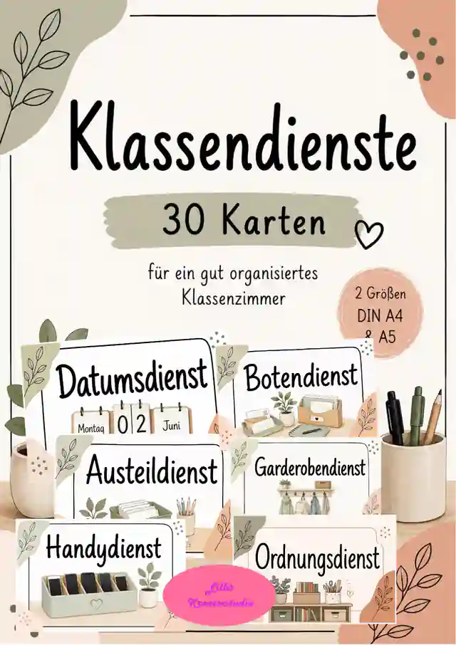 Klassendienste – 30 Karten für das Klassenzimmer