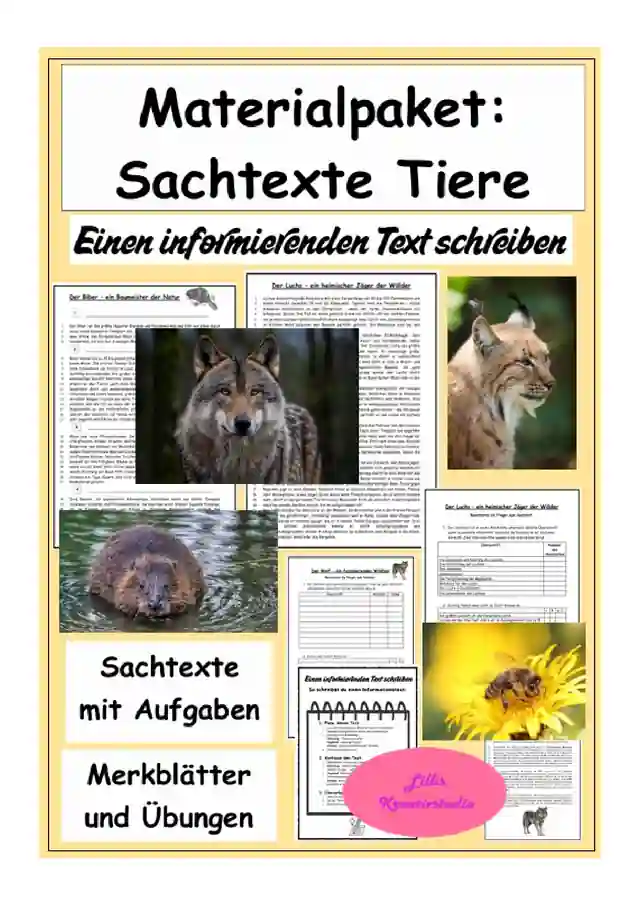 Materialpaket Sachtexte "Tiere" und einen informierenden Text verfassen