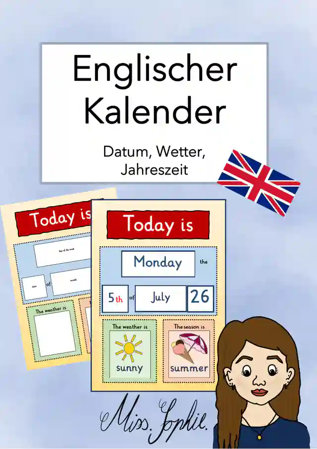 Englischer Kalender zum Aufhängen