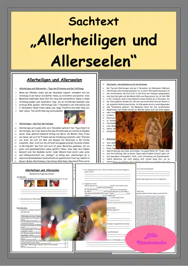 Sachtext: Allerheiligen & Allerseelen - Textarbeit - Leseverständnis