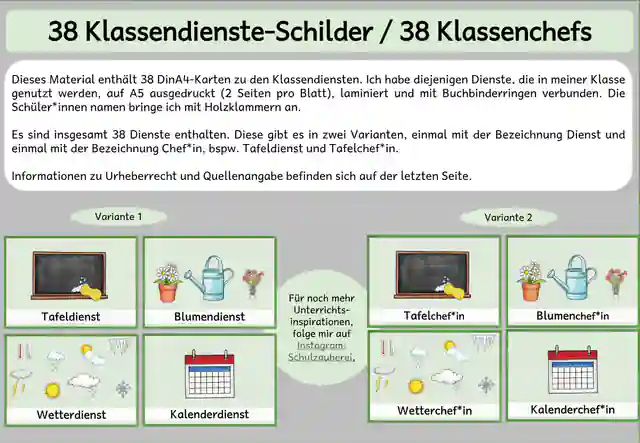38 Klassendienste Karten