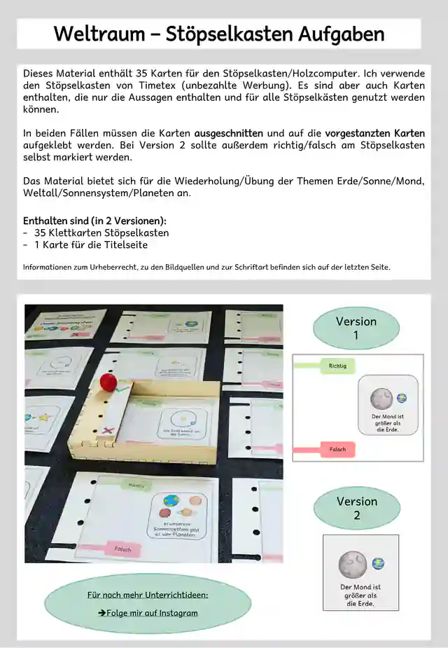 Sonnensystem: 345 Stöpselkarten / Klammerkarten