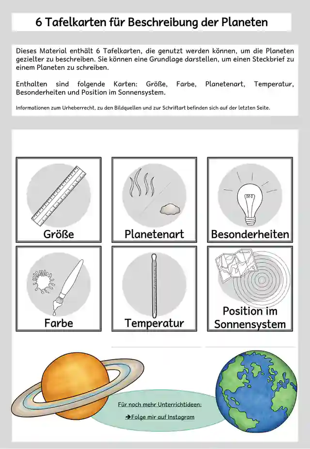 Tafelkarten zur Beschreibung der Planeten