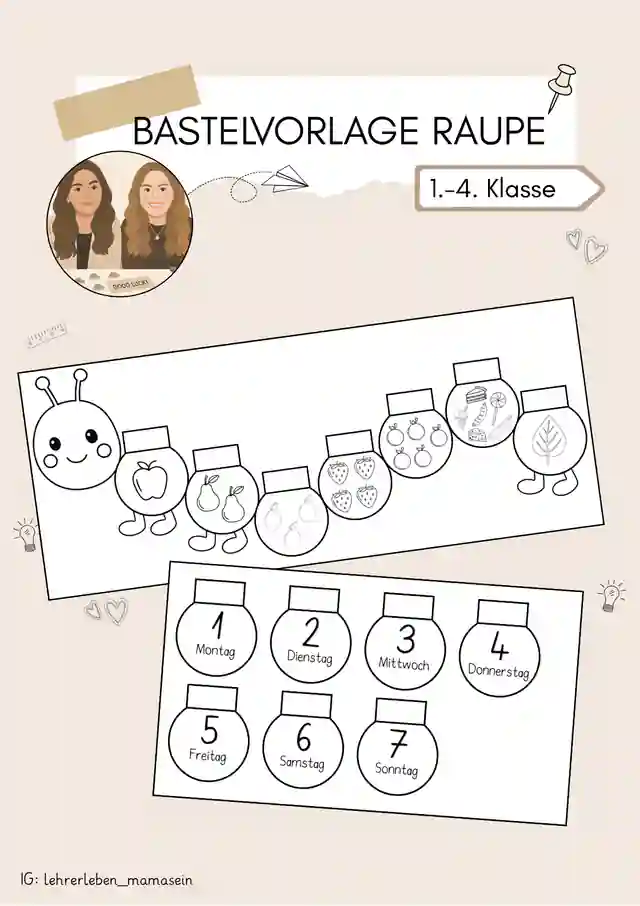Raupe Bastelvorlage