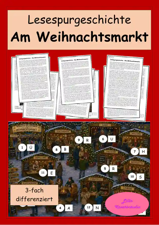 Lesespurgeschichte - Am Weihnachtsmarkt (3-fach differenziert)